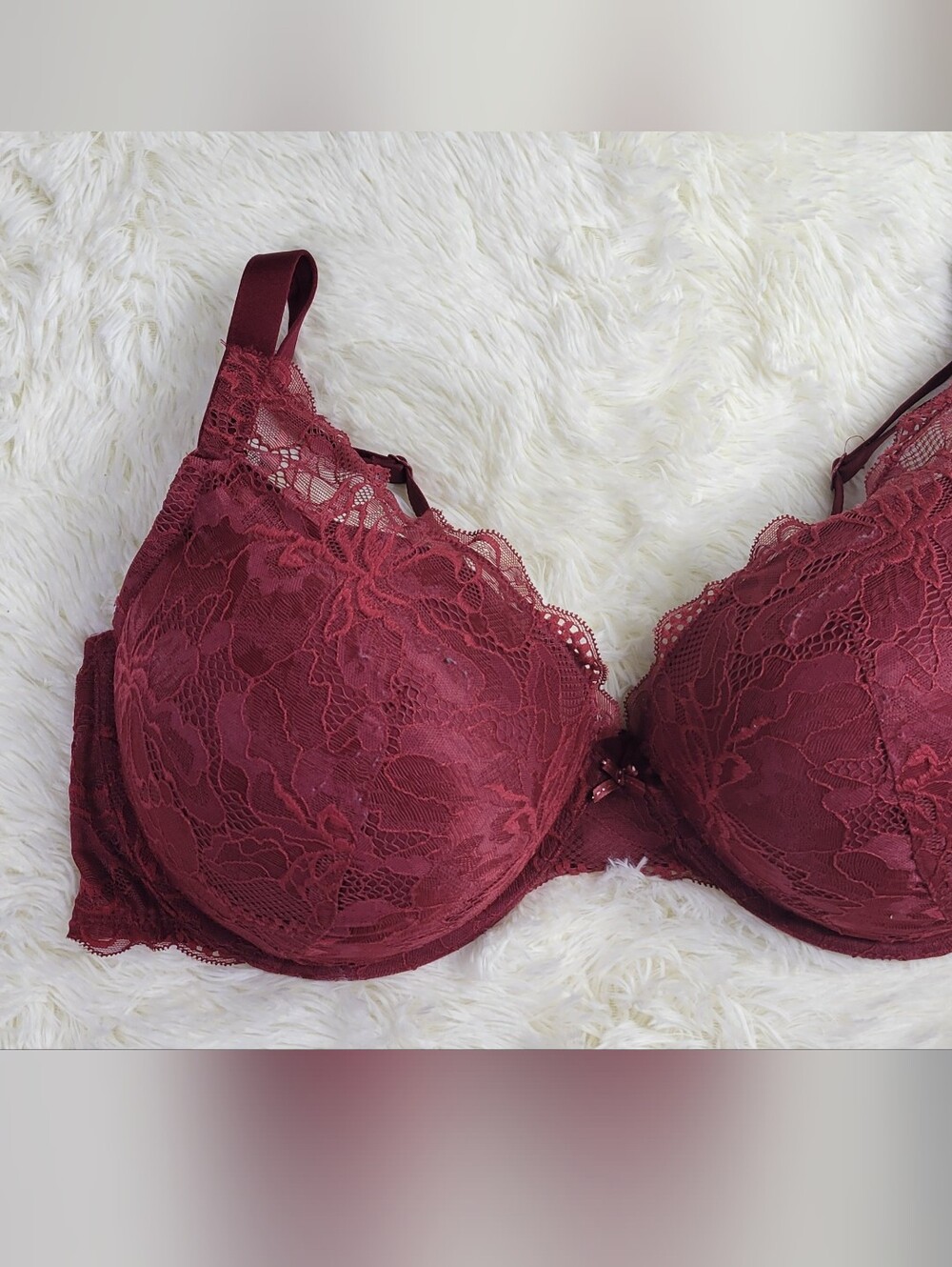 Auden Plus Size Push Up Plunge Bra Burgundy Maroon Size 46DD
